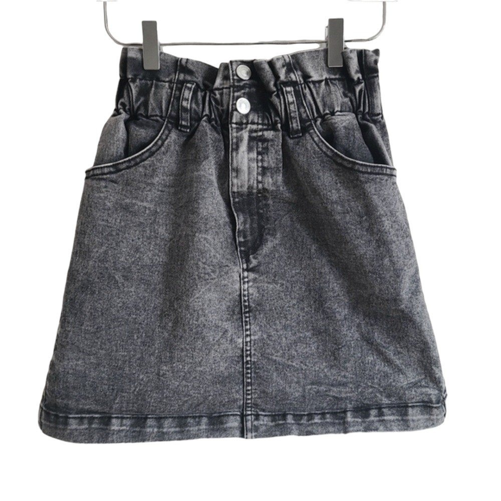 Dynamite Charcoal Wash Denim Paperbag Waist Mini Skirt XS